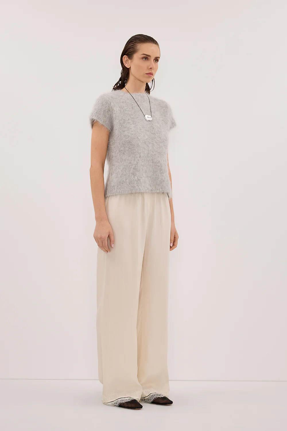 SALMA SILVER CAP SLEEVE KNIT TOP - Gamepaces