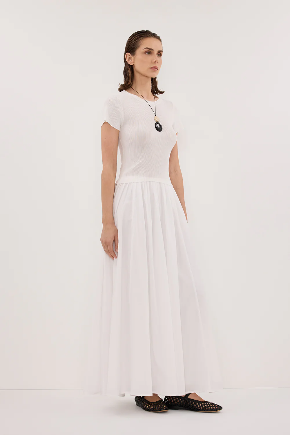 MARINA OFF WHITE MIDI SKIRT - Gamepaces