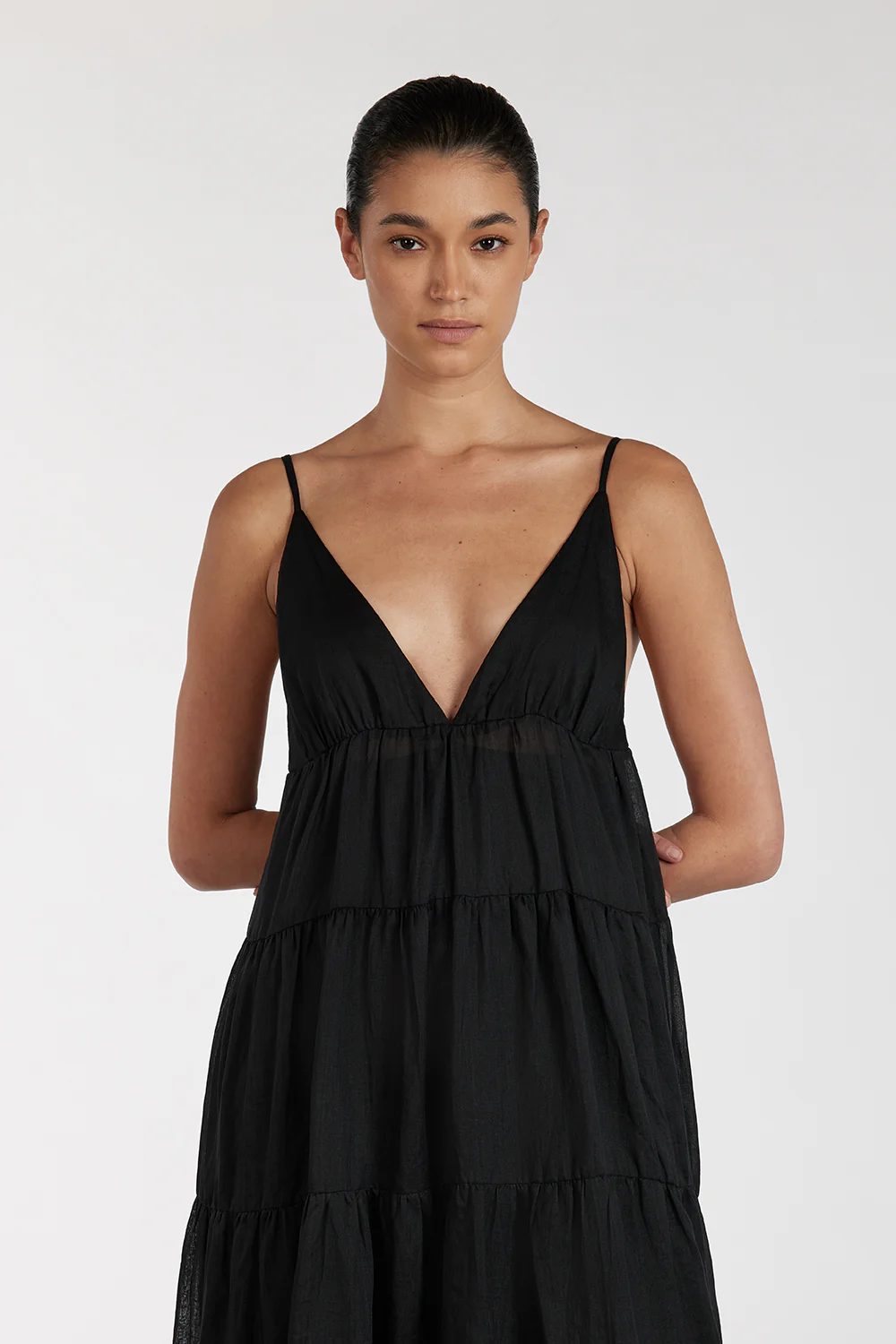 LIZA BLACK RAMIE MIDI DRESS - Gamepaces