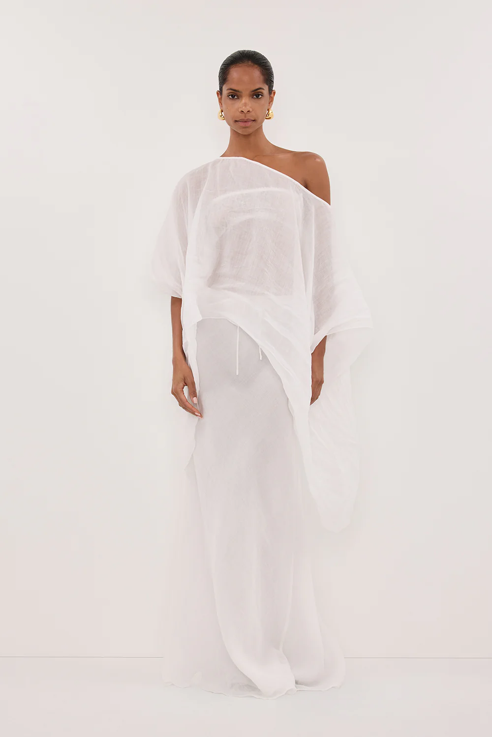 BRIANNE BATWING WHITE RAMIE TOP - Gamepaces