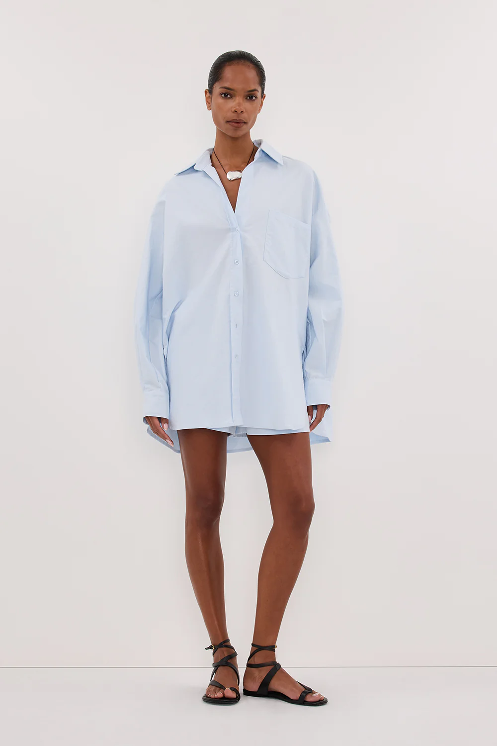 RHEA 2.0 ICE BLUE OVERSIZED COTTON SHIRT - Gamepaces