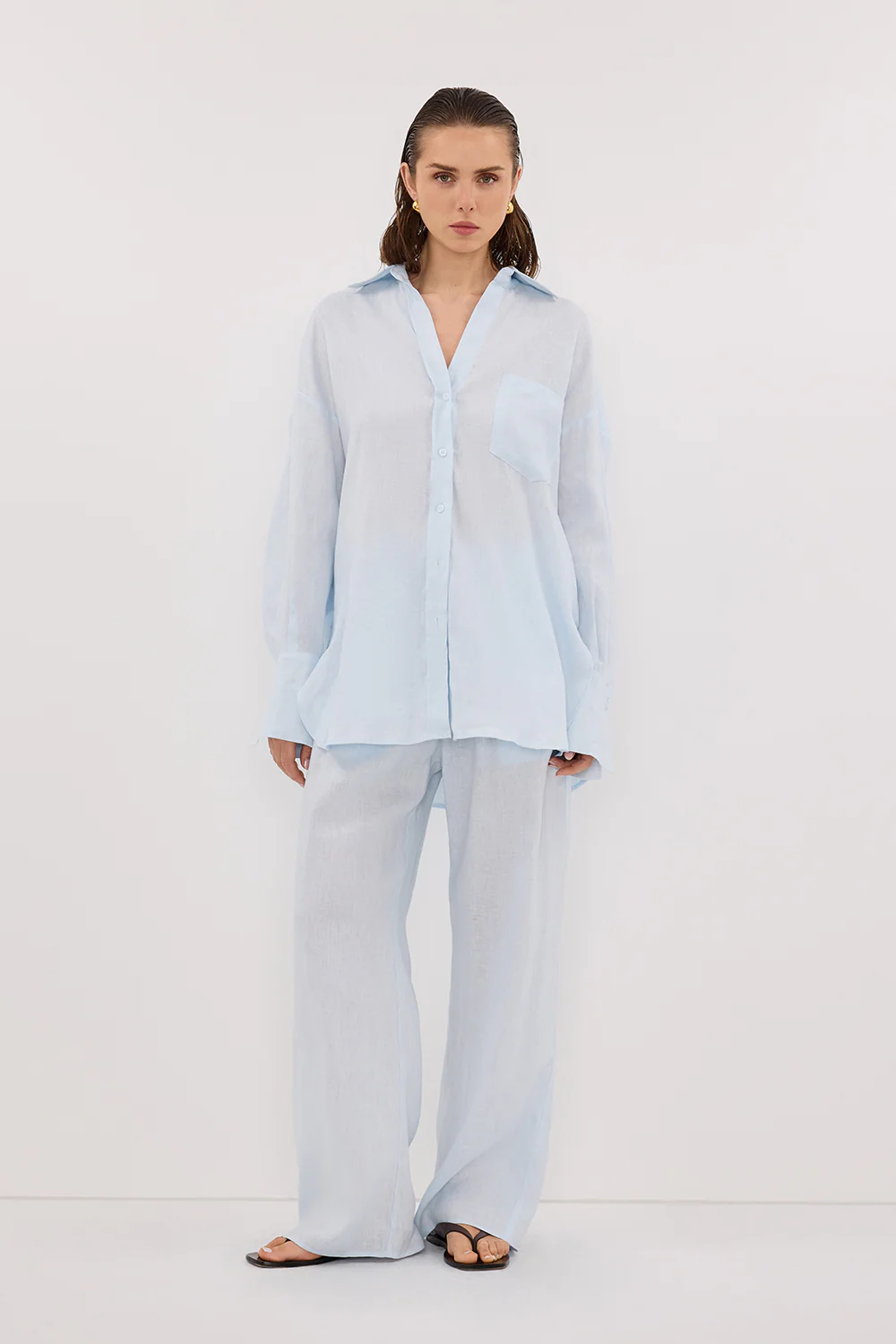 ELLIS ICE BLUE LONG SLEEVE LINEN SHIRT - Gamepaces