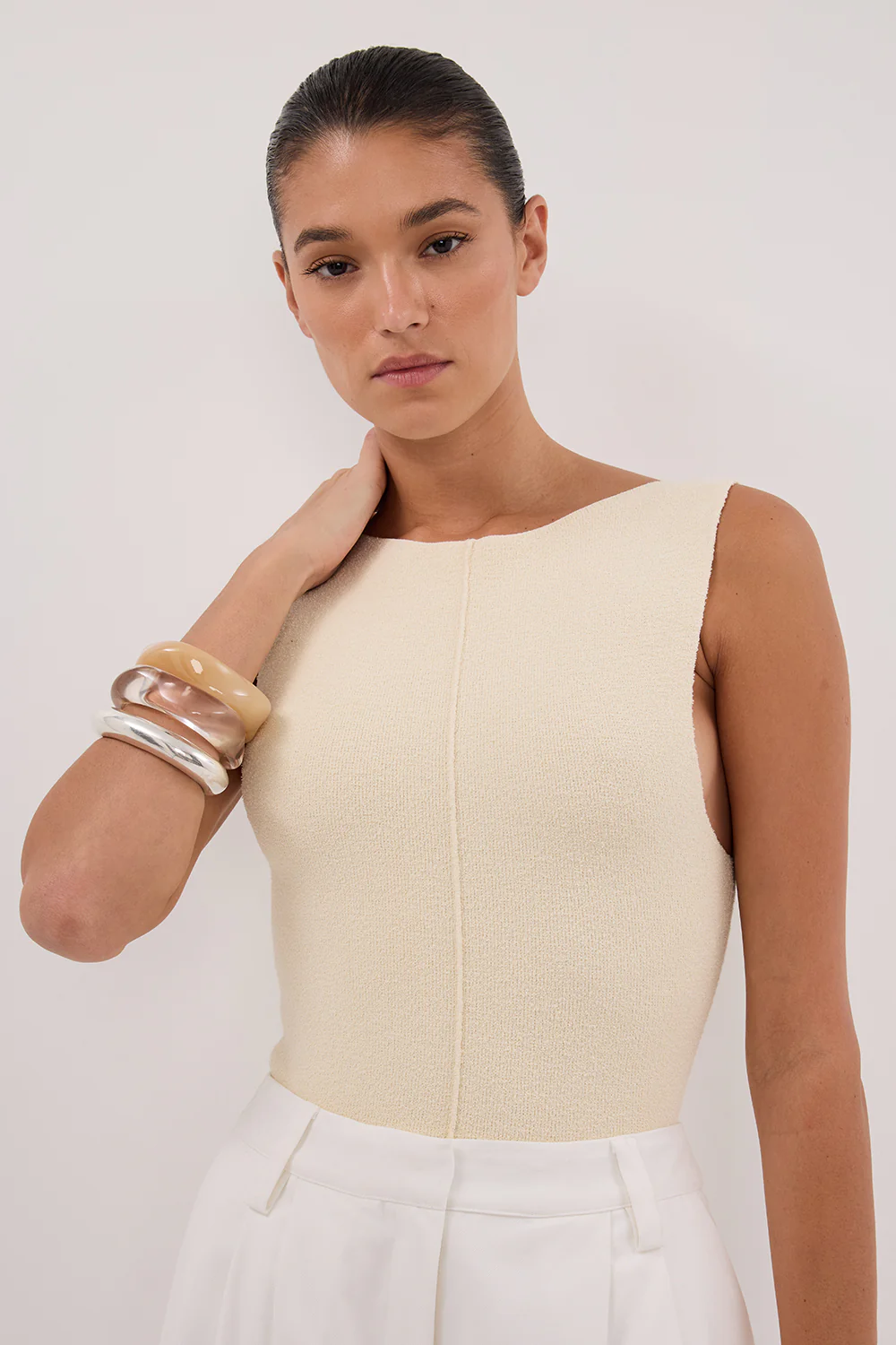 OWEN CREAM BOAT NECK TOP - Gamepaces