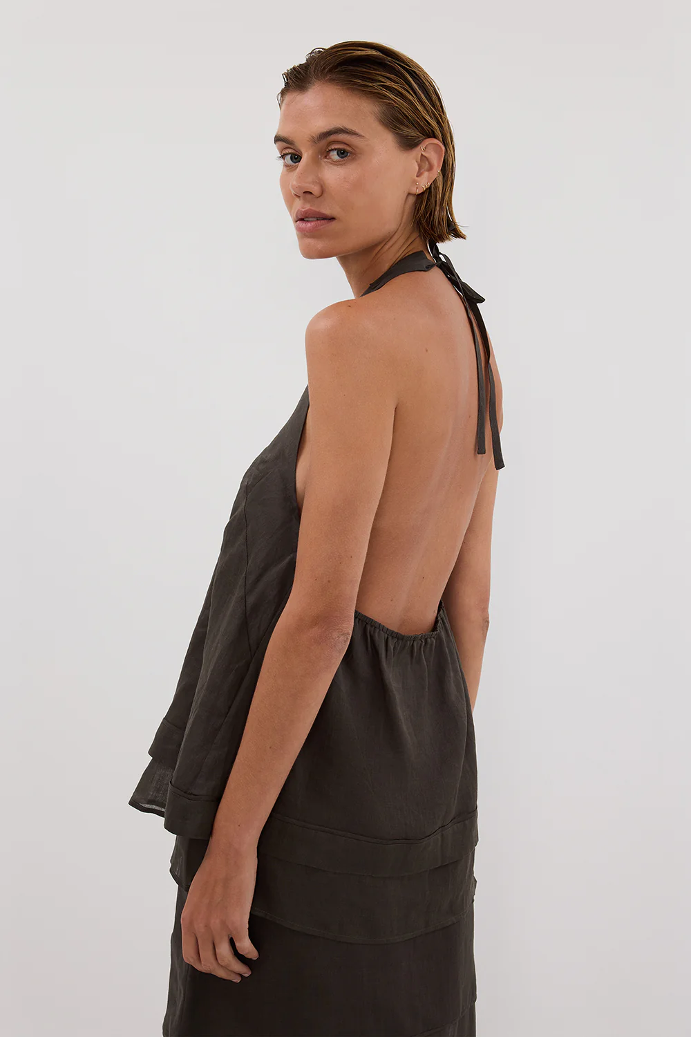 CARMEL PETROL RAMIE HALTER TOP - Gamepaces