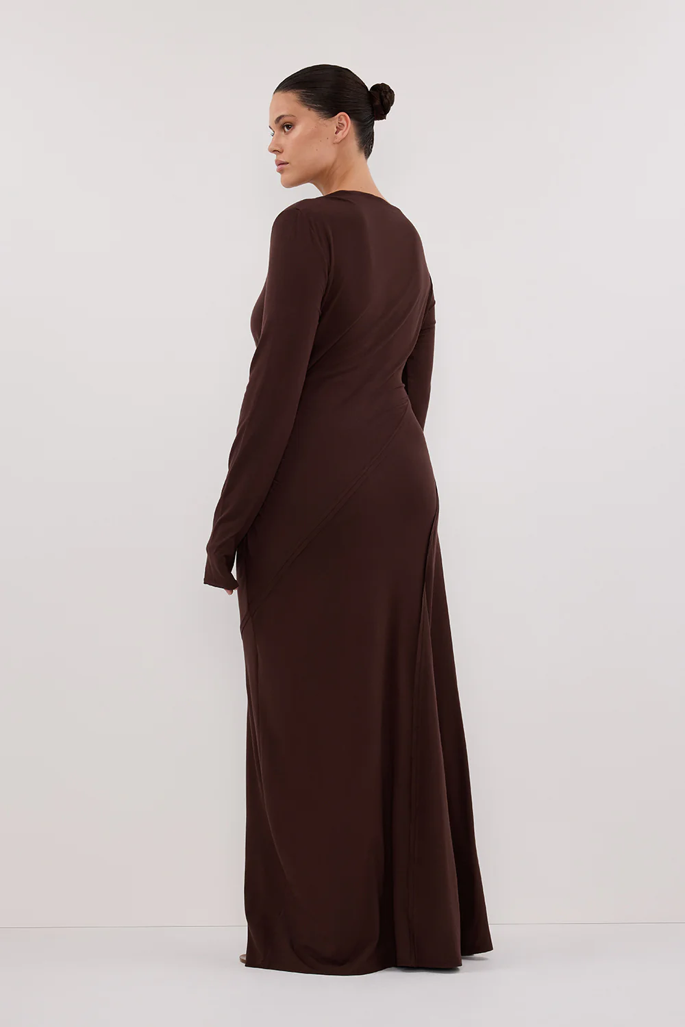HADLEY CHOC LONG SLEEVE KNIT MAXI DRESS - Gamepaces
