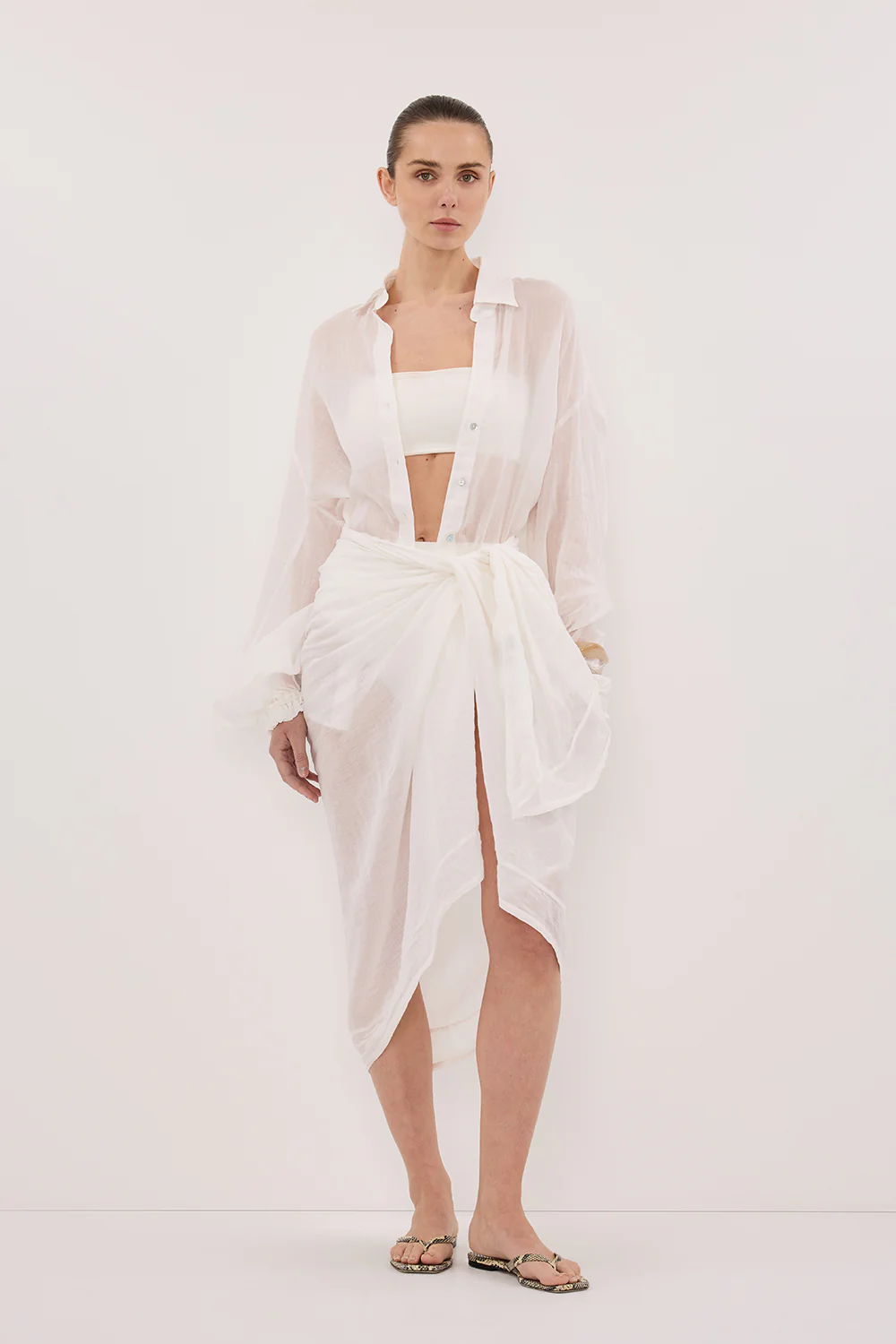 TROPEZ WHITE RAMIE SARONG - Gamepaces