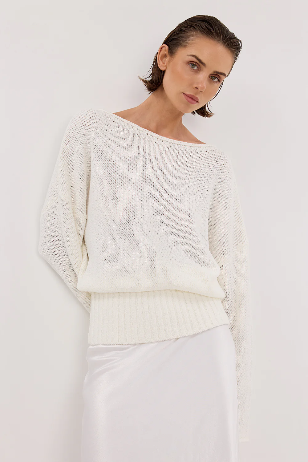 JULES WHITE LONG SLEEVE KNIT TOP - Gamepaces