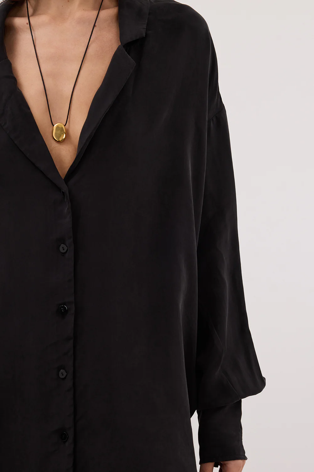 LUCILLE BLACK LONG SLEEVE CUPRO SHIRT - Gamepaces