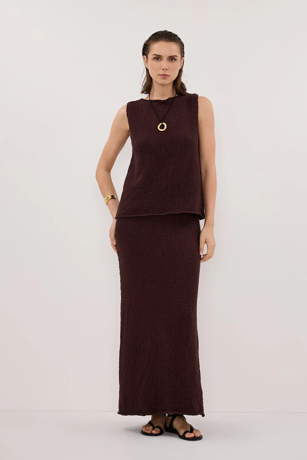 DINA CHOC KNIT MIDI SKIRT - Gamepaces