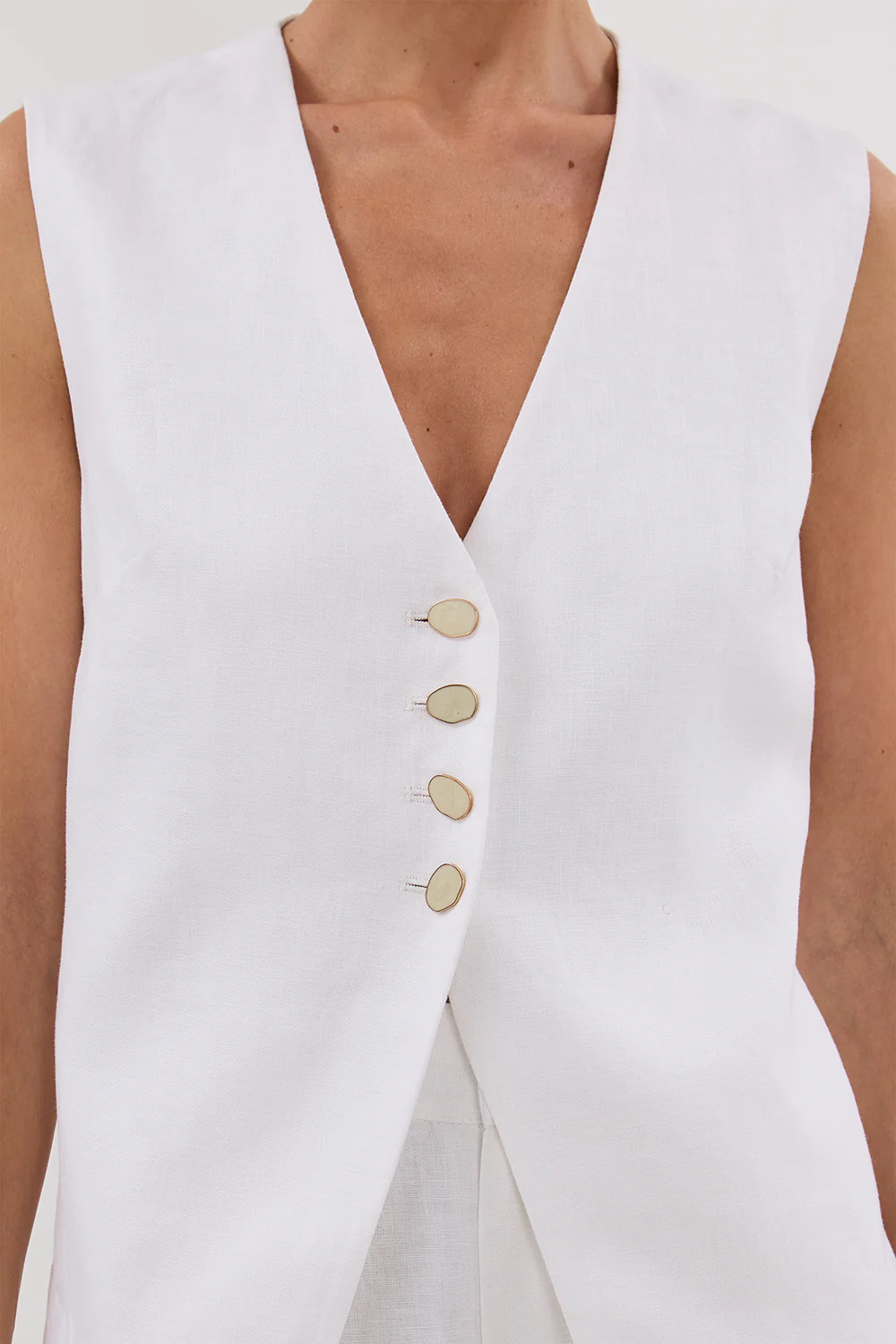 KNOX WHITE LINEN VEST - Gamepaces