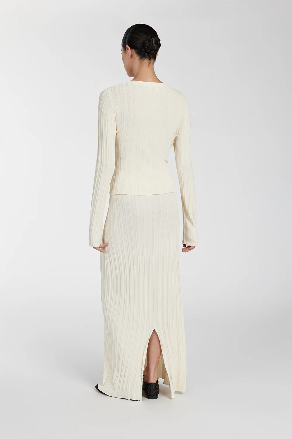 SYLVIA CREAM KNIT MIDI SKIRT - Gamepaces