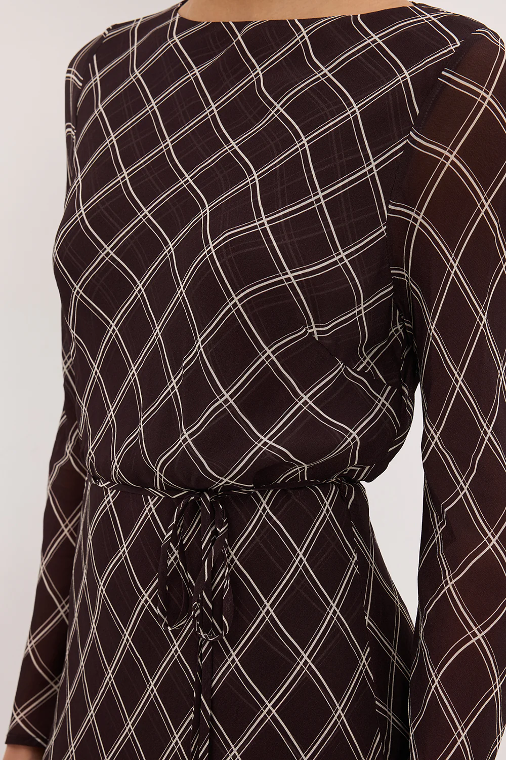 ARLINGTON CHOC LONG SLEEVE BOAT NECK MINI DRESS - Gamepaces