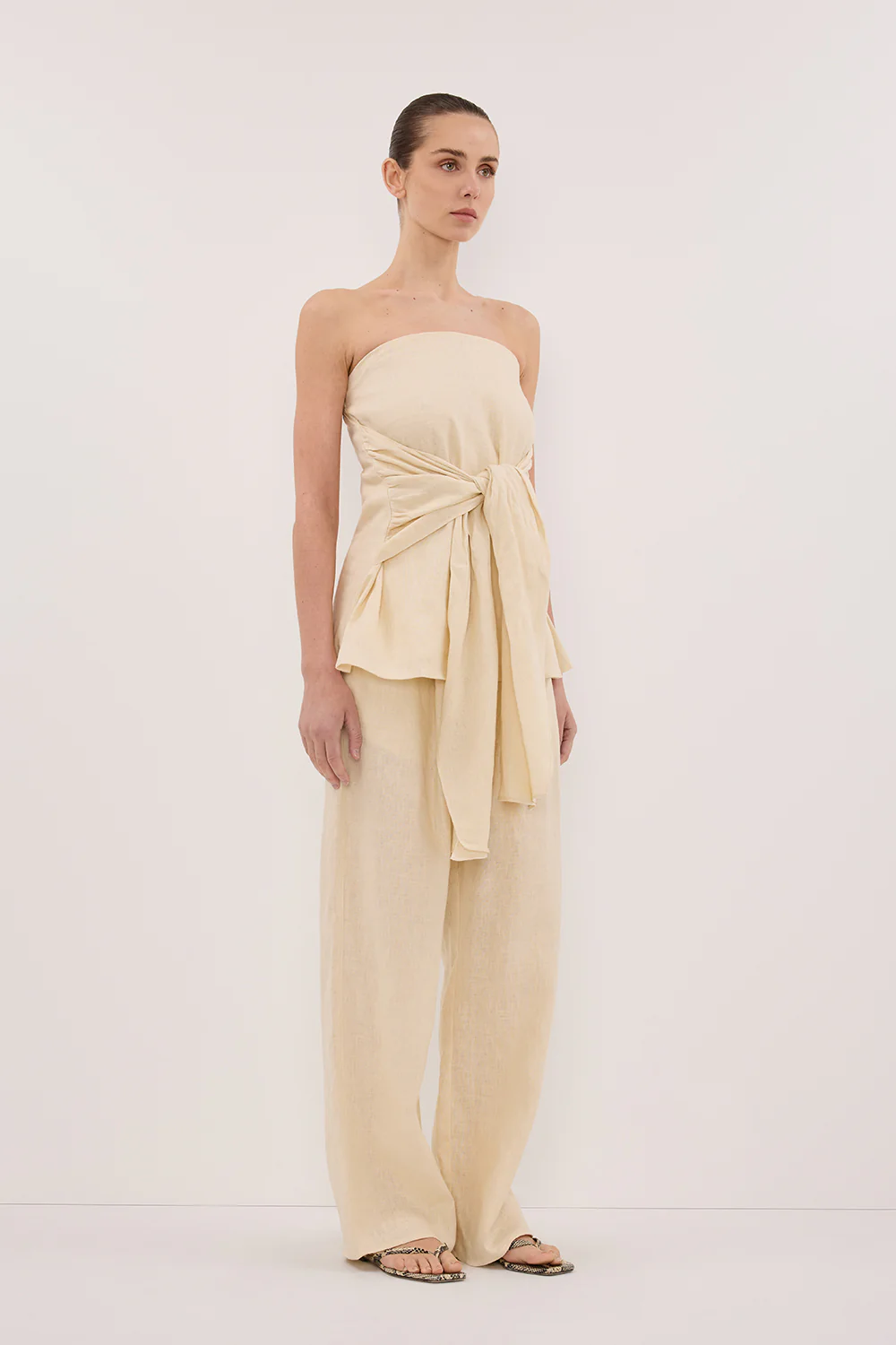 CARLA BUTTERMILK DRAWSTRING LINEN PANT - Gamepaces