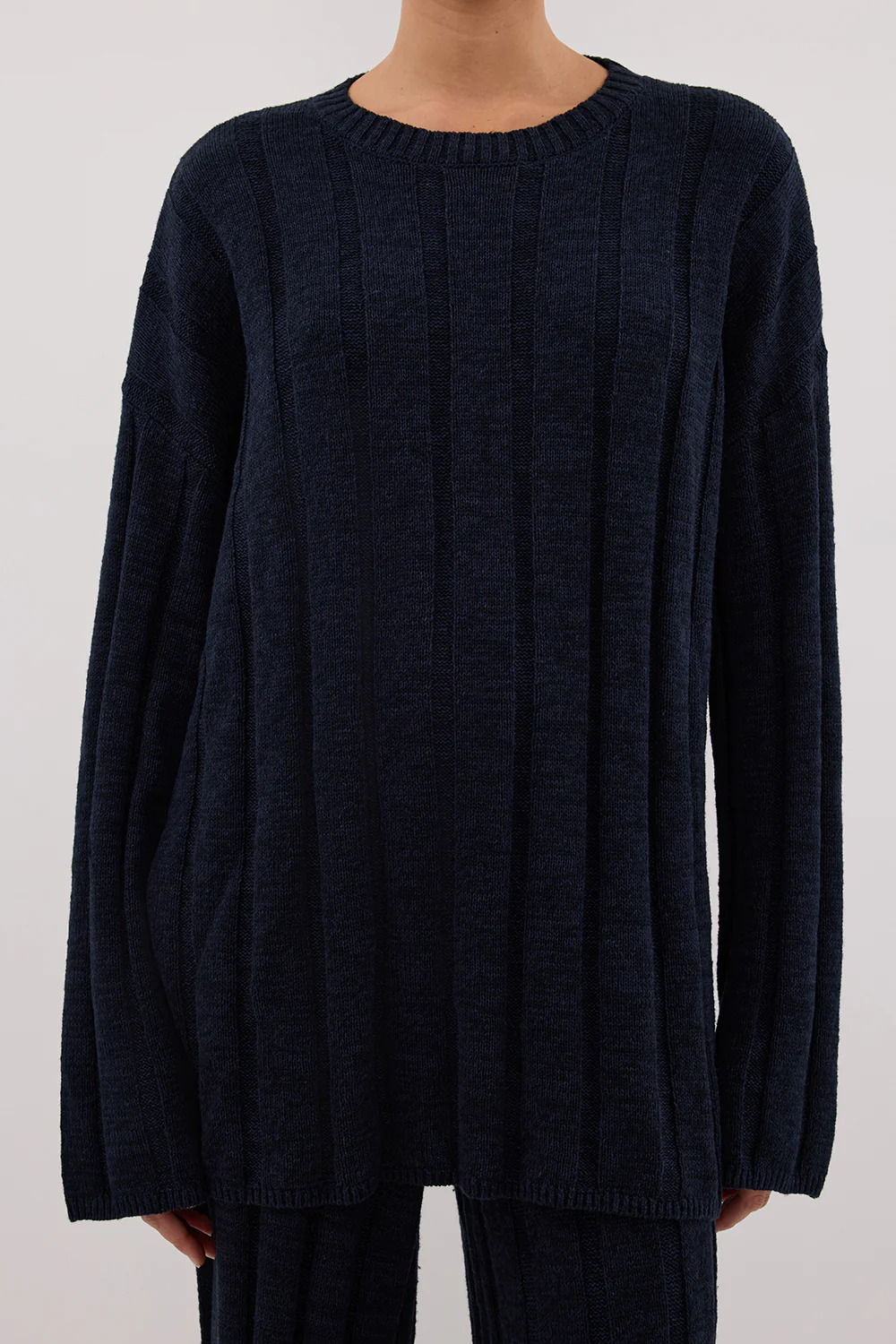 JAZZ INDIGO CREW NECK KNIT TOP - Gamepaces