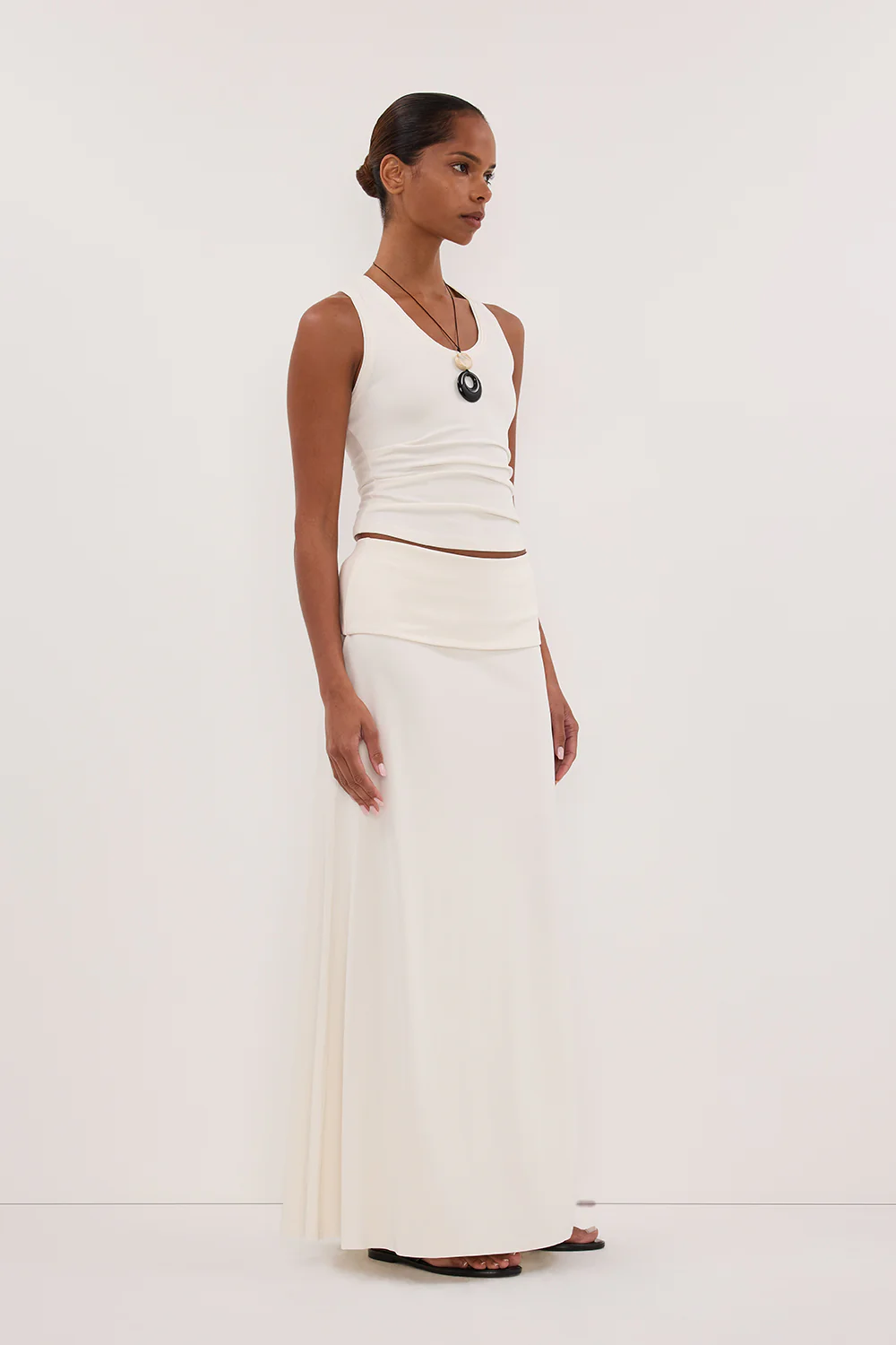JULIE OFF WHITE MODAL BLEND MAXI SKIRT - Gamepaces