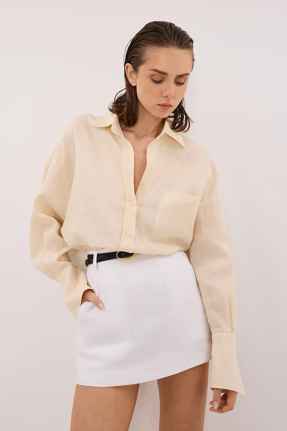 ELLIS SANDSTONE LONG SLEEVE LINEN SHIRT - Gamepaces