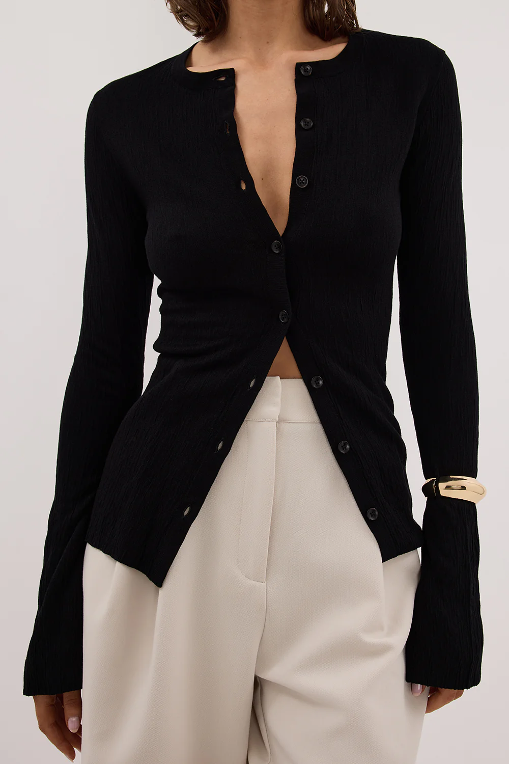 ALIAS BLACK LONG SLEEVE KNIT TOP - Gamepaces