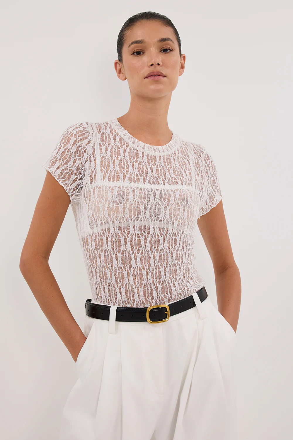 LIZZIE WHITE LACE CAP SLEEVE TOP - Gamepaces