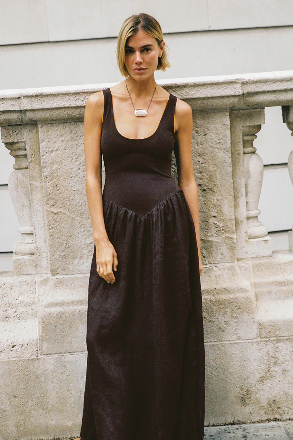 SKYLER BURNT CHOC HYBRID MIDI DRESS - Gamepaces