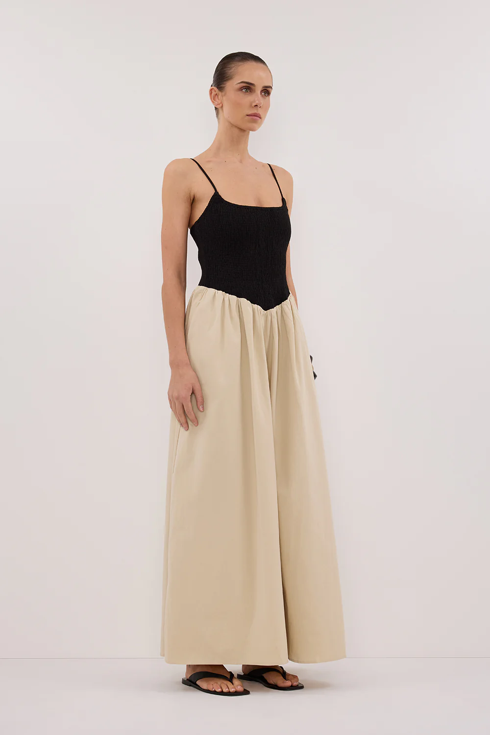 MILANO BLACK AND STONE MIDI DRESS - Gamepaces