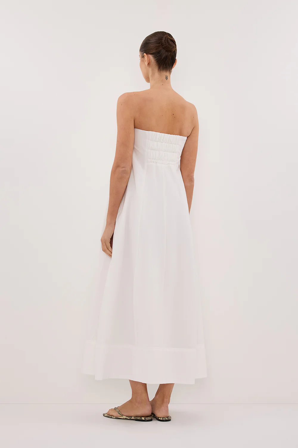 MORGAN WHITE STRAPLESS MIDI DRESS - Gamepaces
