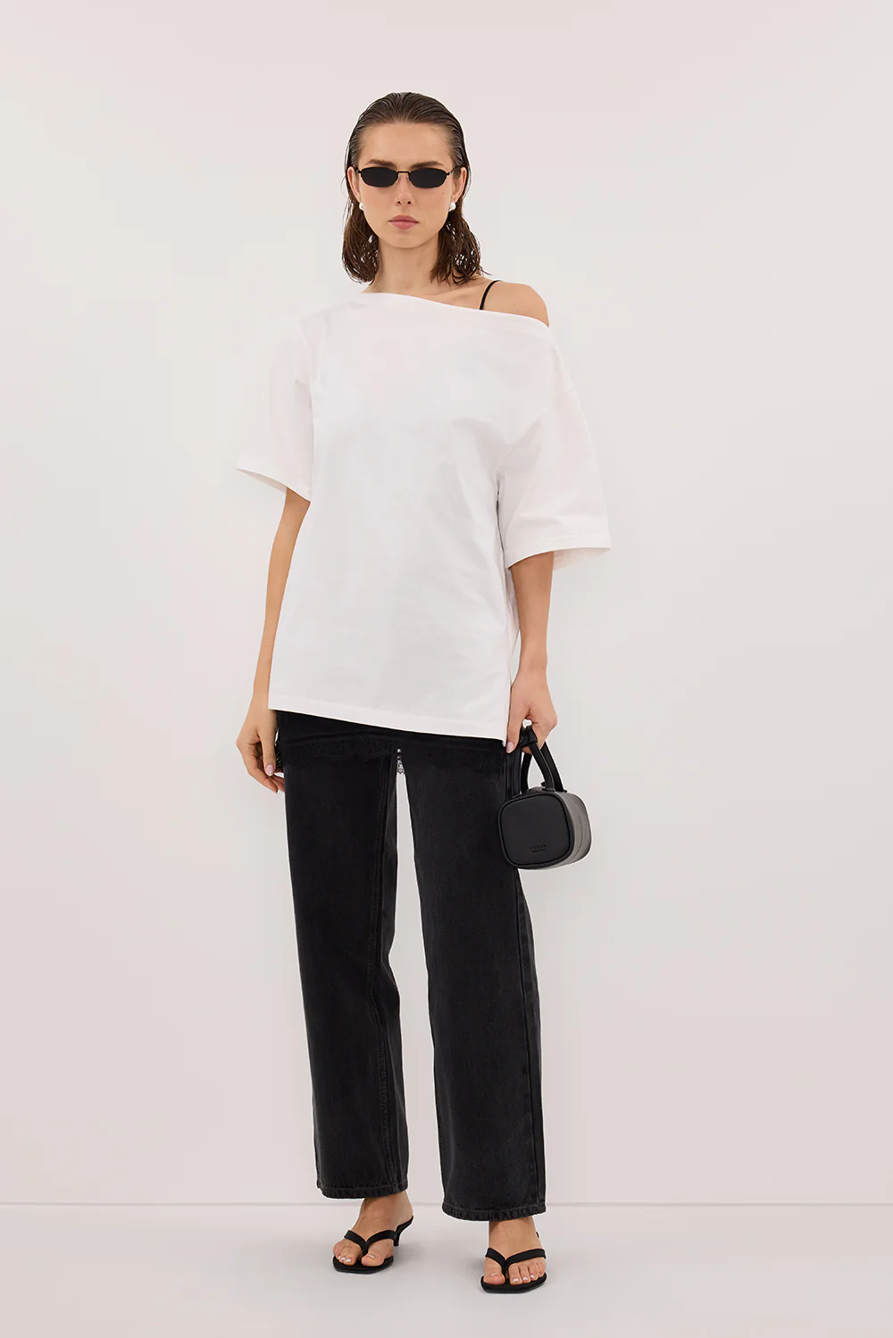 ESME WHITE ASYM BOAT NECK TEE - Gamepaces