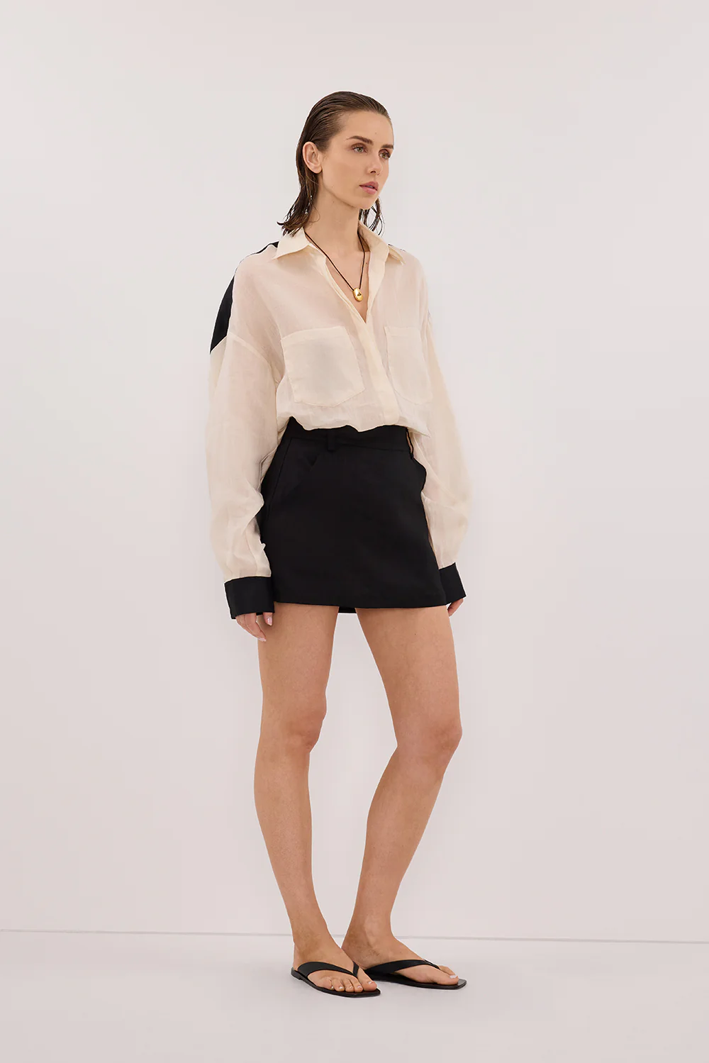 EVIE BLACK LINEN SKORT - Gamepaces