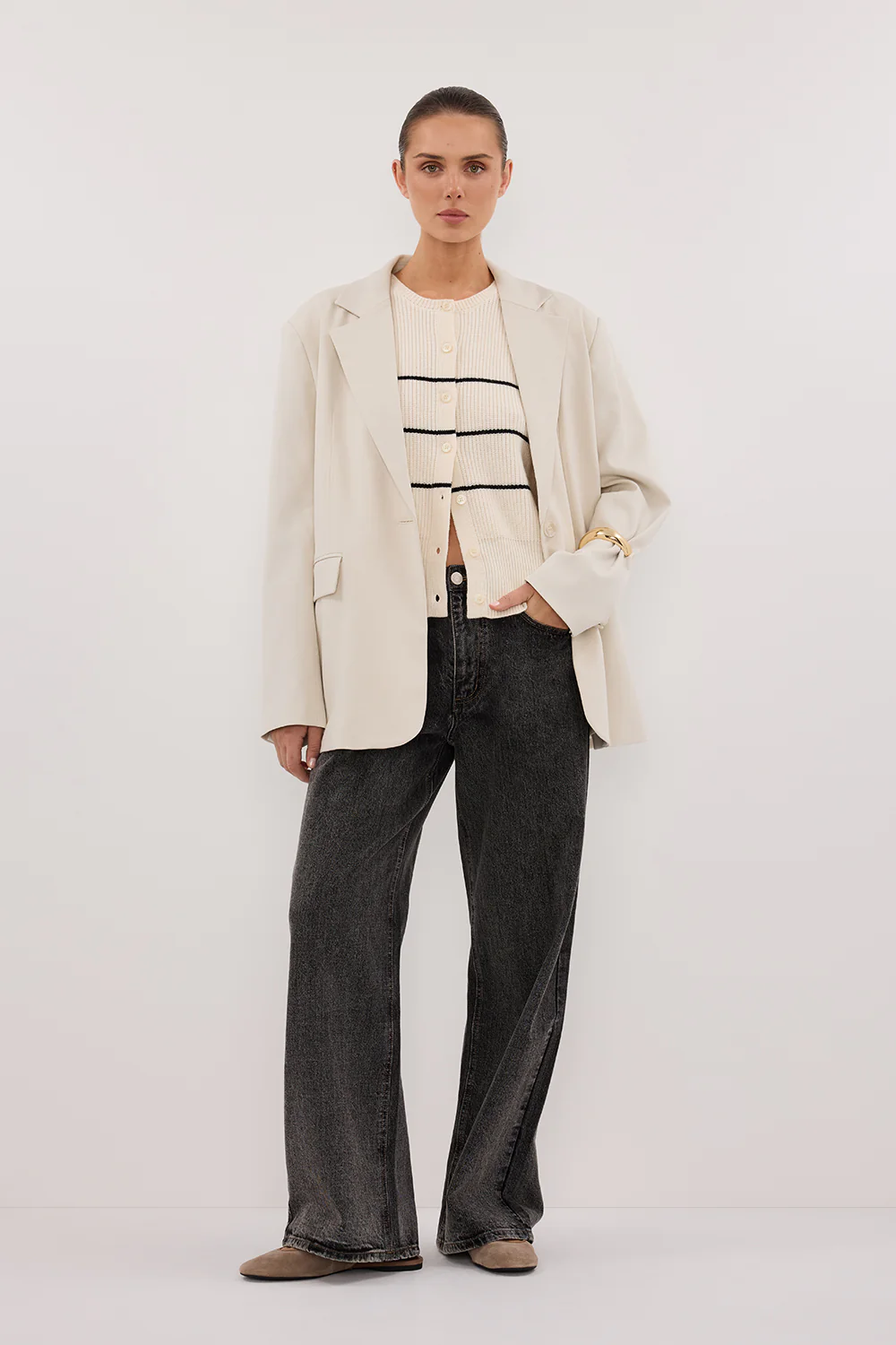 KATE CREAM STRIPE KNIT VEST - Gamepaces