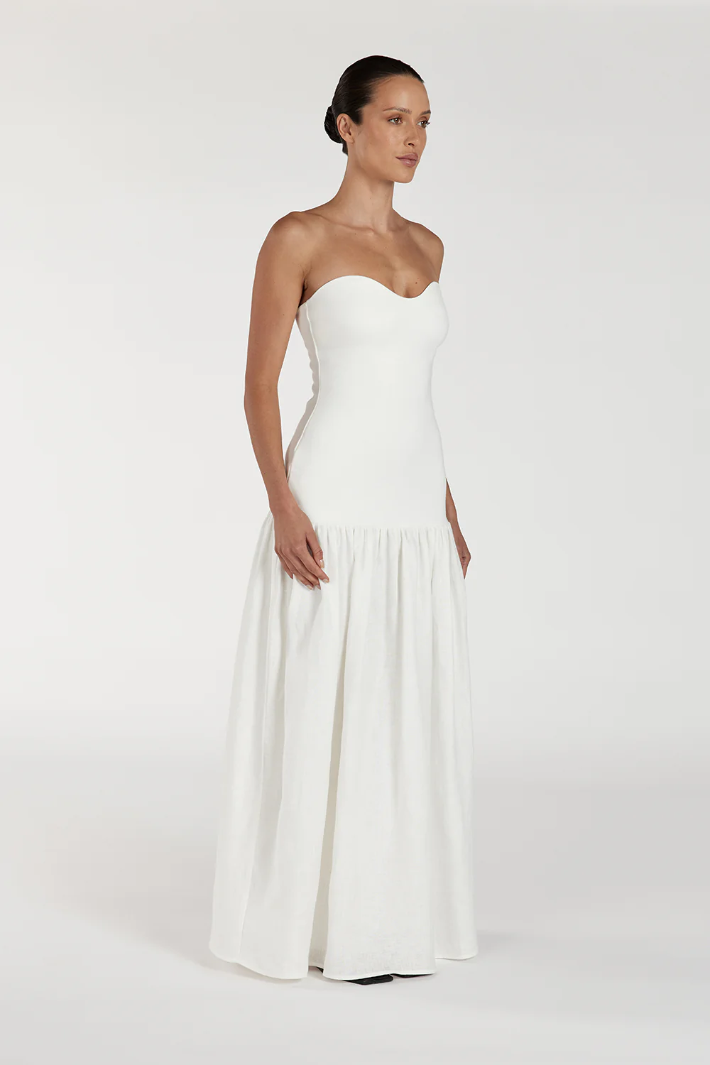 ELLISON WHITE STRAPLESS MIDI DRESS - Gamepaces