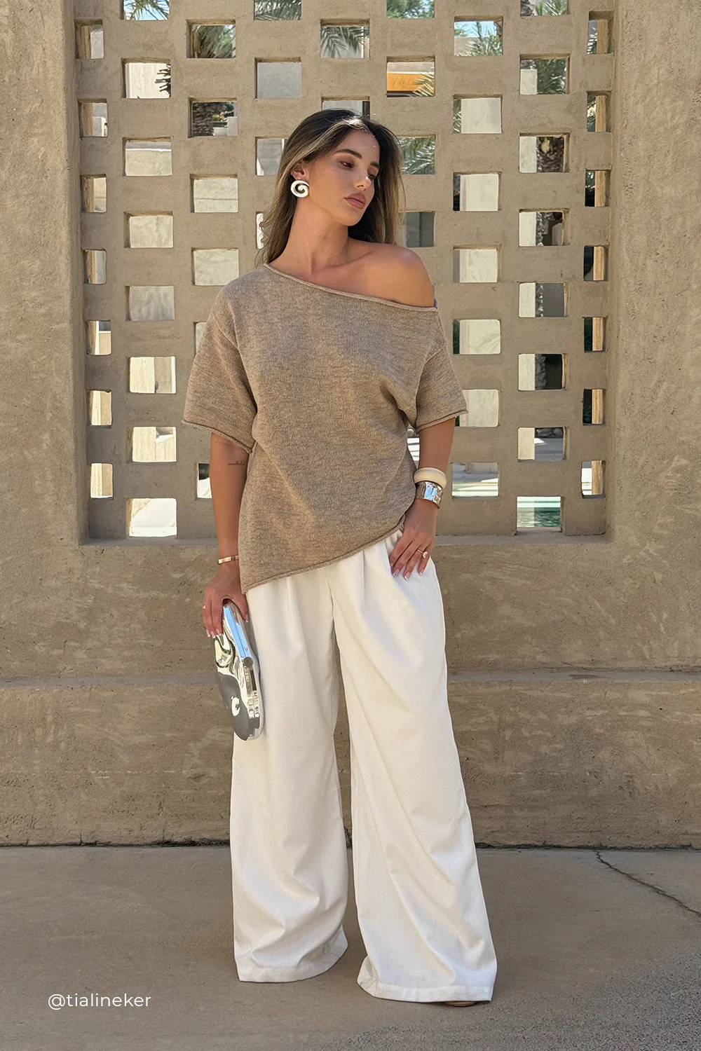 RICK NATURAL ASYM KNIT TOP - Gamepaces