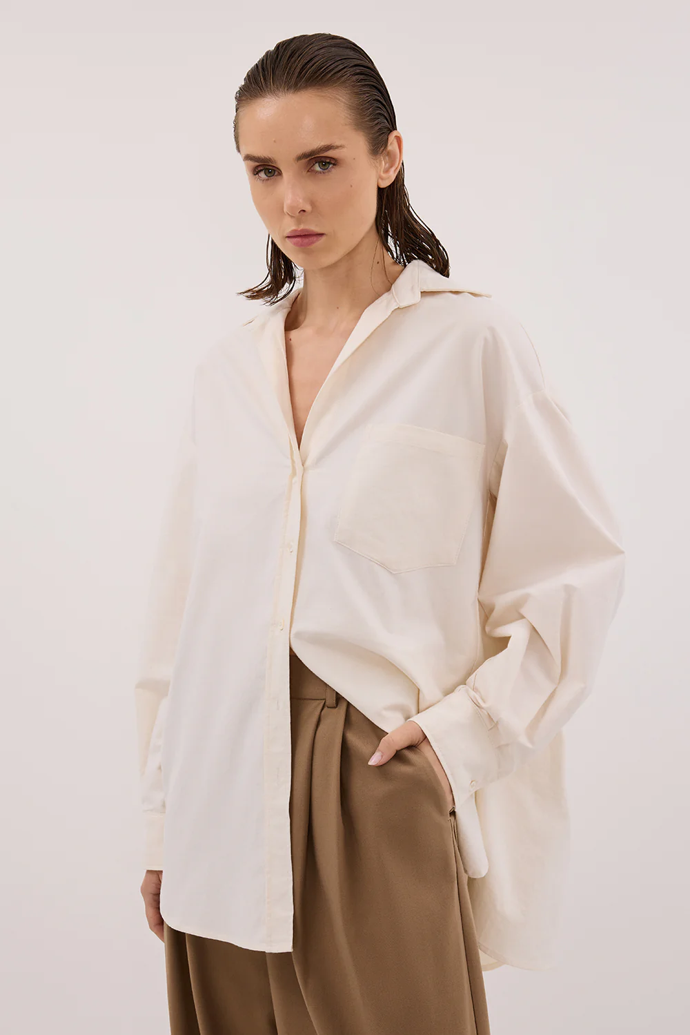 RHEA 2.0 CREAM OVERSIZED COTTON SHIRT - Gamepaces