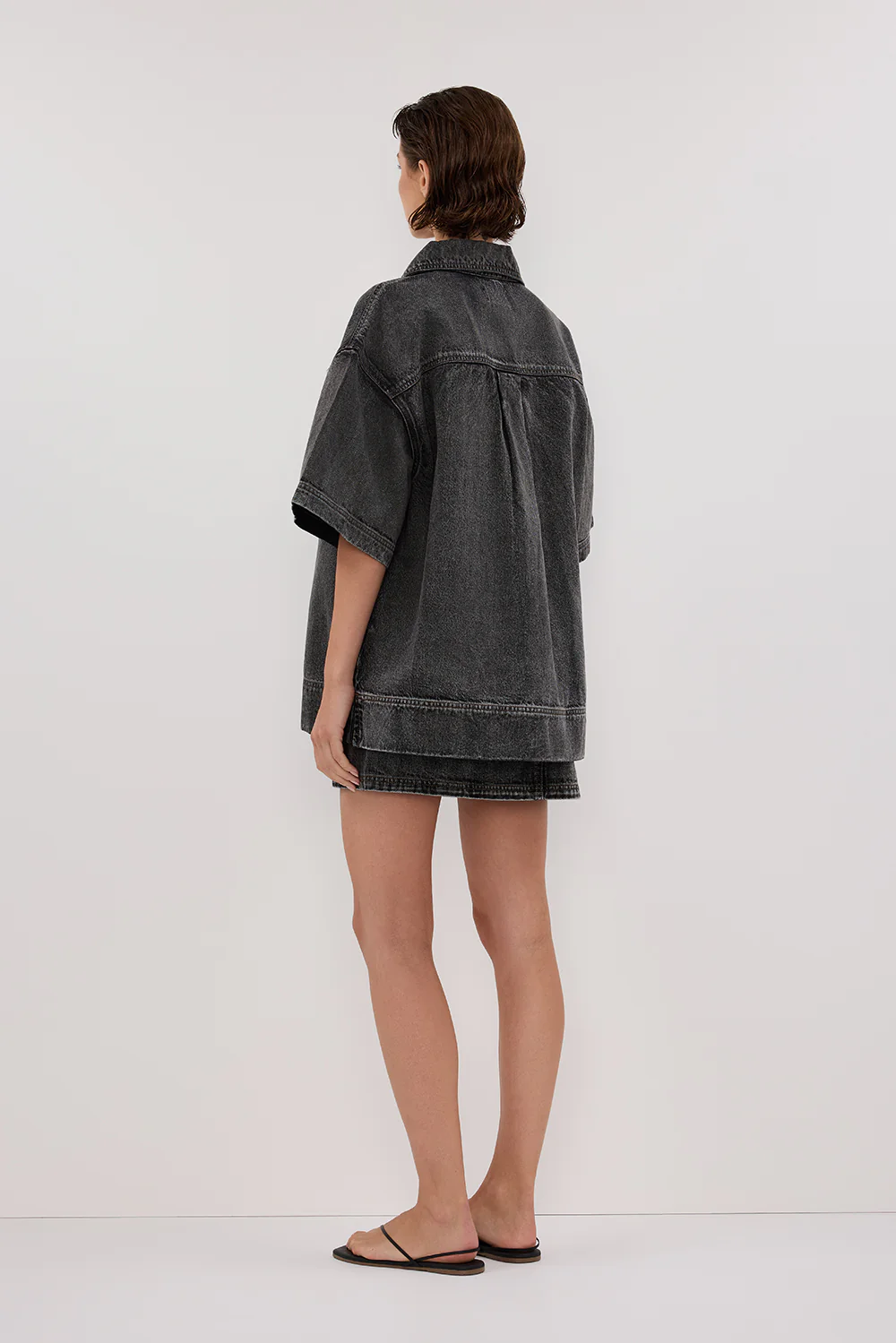 MASON WASHED BLACK BOXY DENIM SHIRT - Gamepaces