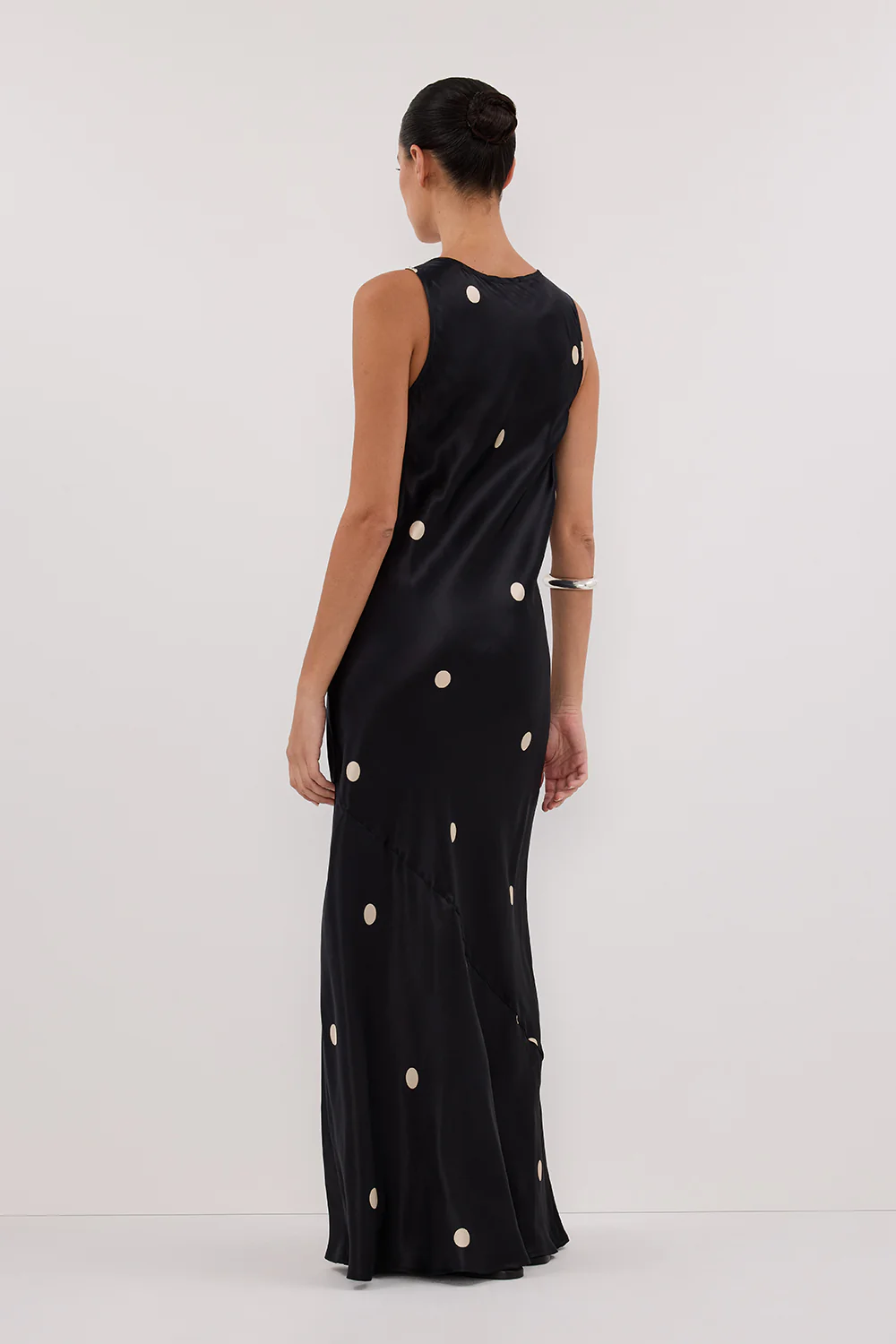 LAURA BLACK SPOT SILK MAXI DRESS - Gamepaces