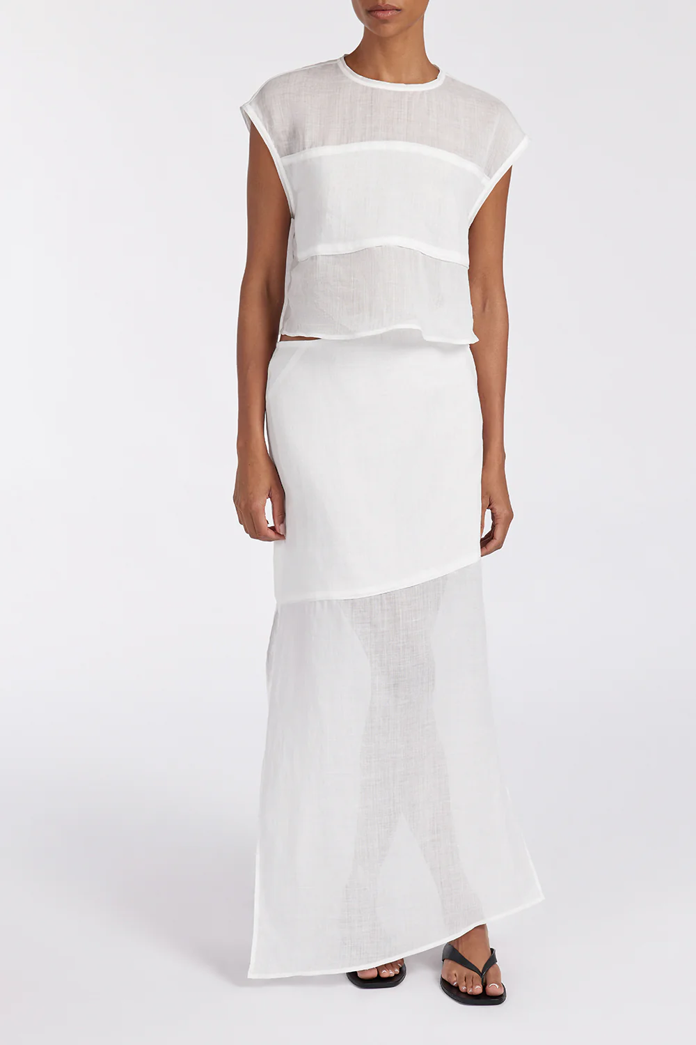 KAI WHITE RAMIE MIDI SKIRT - Gamepaces