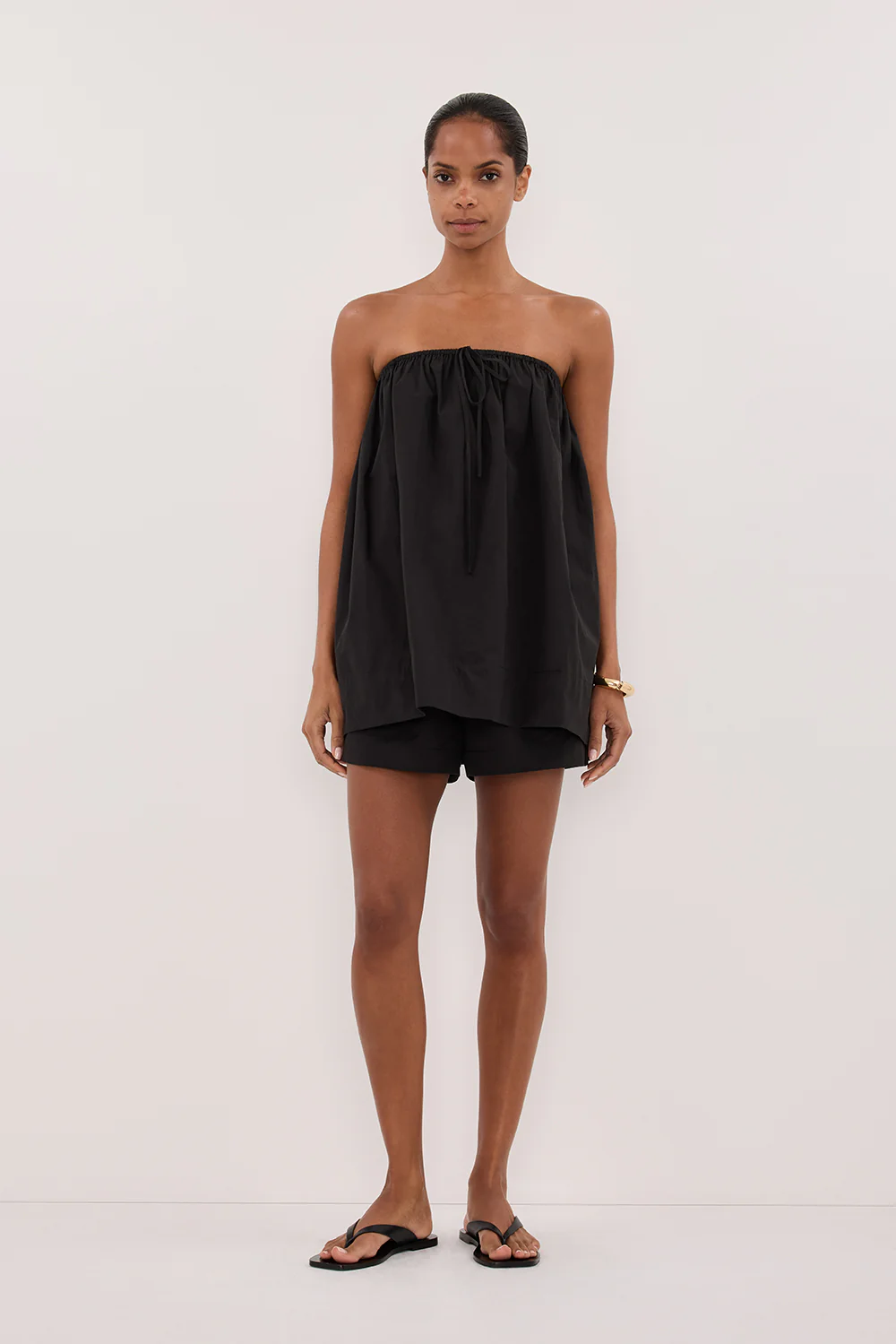 SOMMER BLACK STRAPLESS POPLIN TOP - Gamepaces