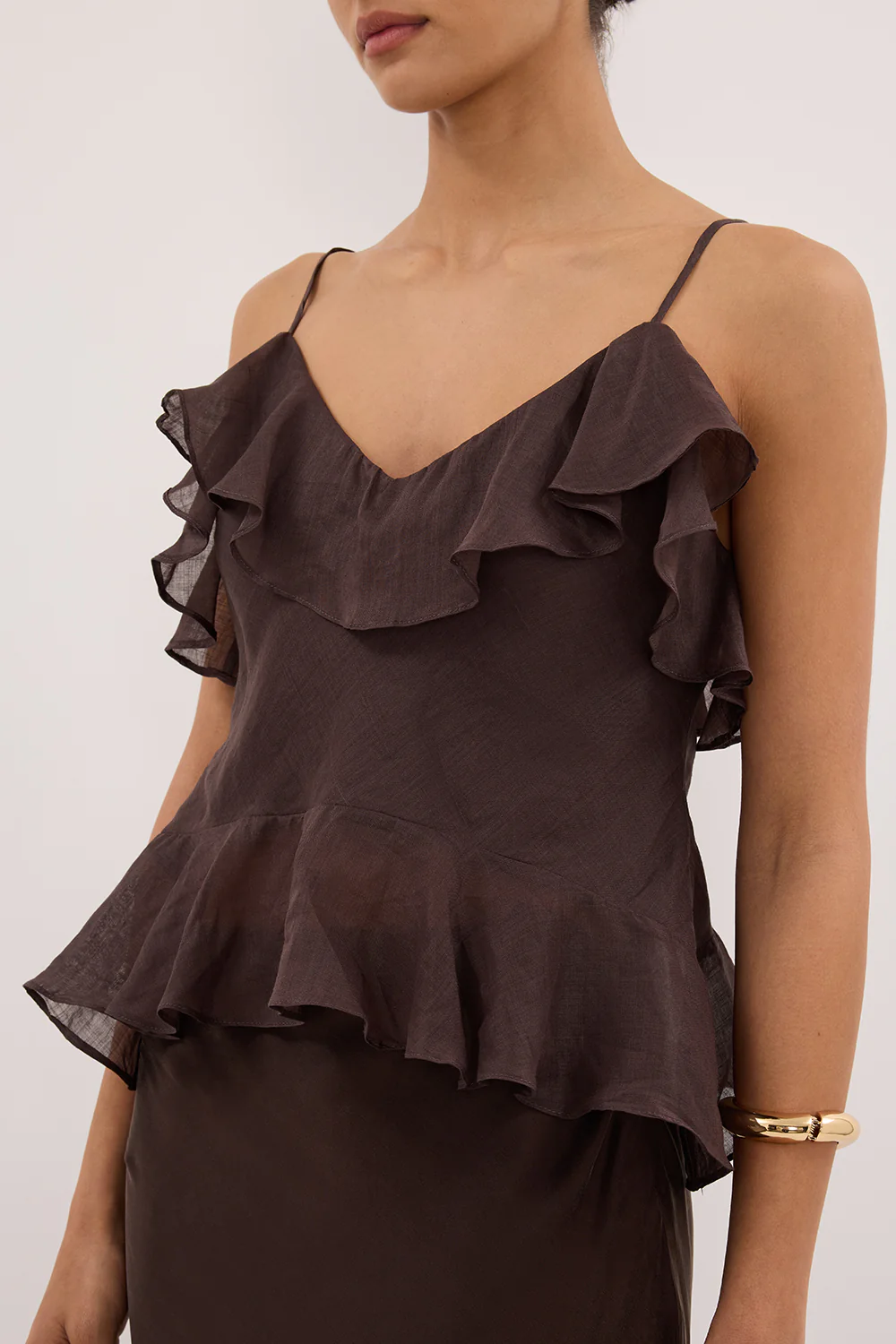 SARA DARK CHOC RAMIE CAMI TOP - Gamepaces