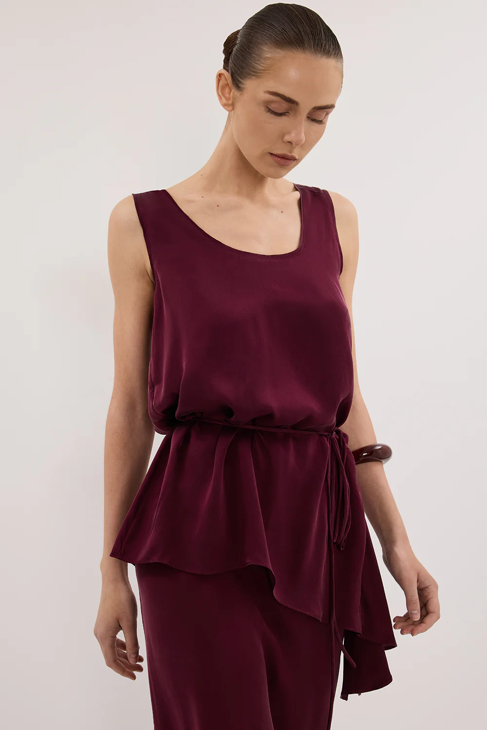 LETTIE MERLOT SILK CAMI TOP - Gamepaces