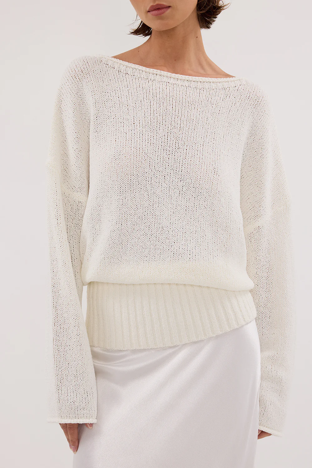 JULES WHITE LONG SLEEVE KNIT TOP - Gamepaces