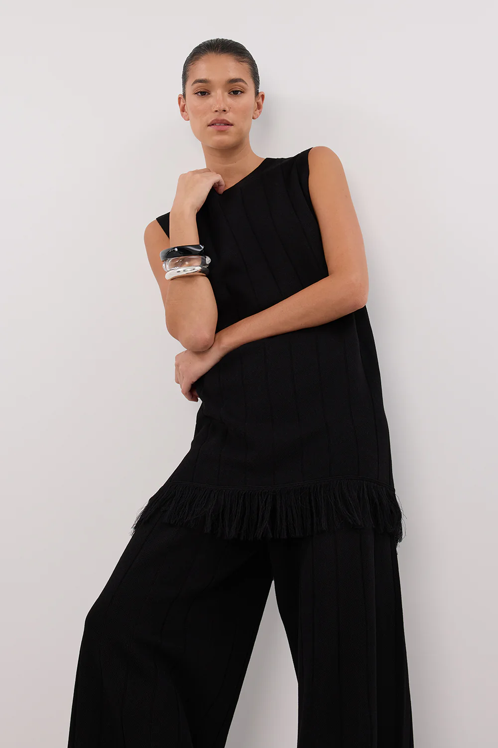 ARIA BLACK FRINGED TUNIC TOP - Gamepaces