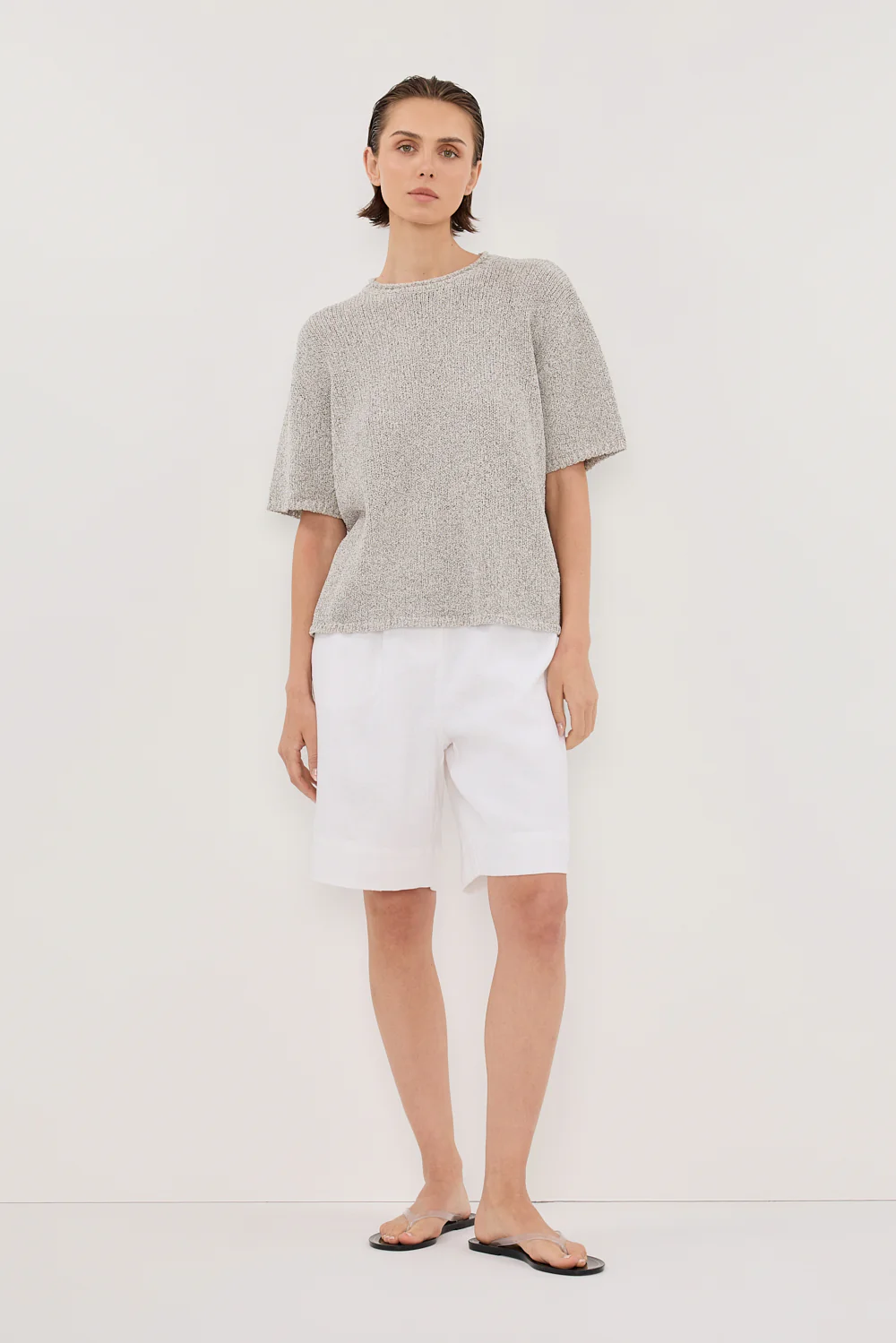 ERIN SILVER MARLE BOXY KNIT TEE - Gamepaces