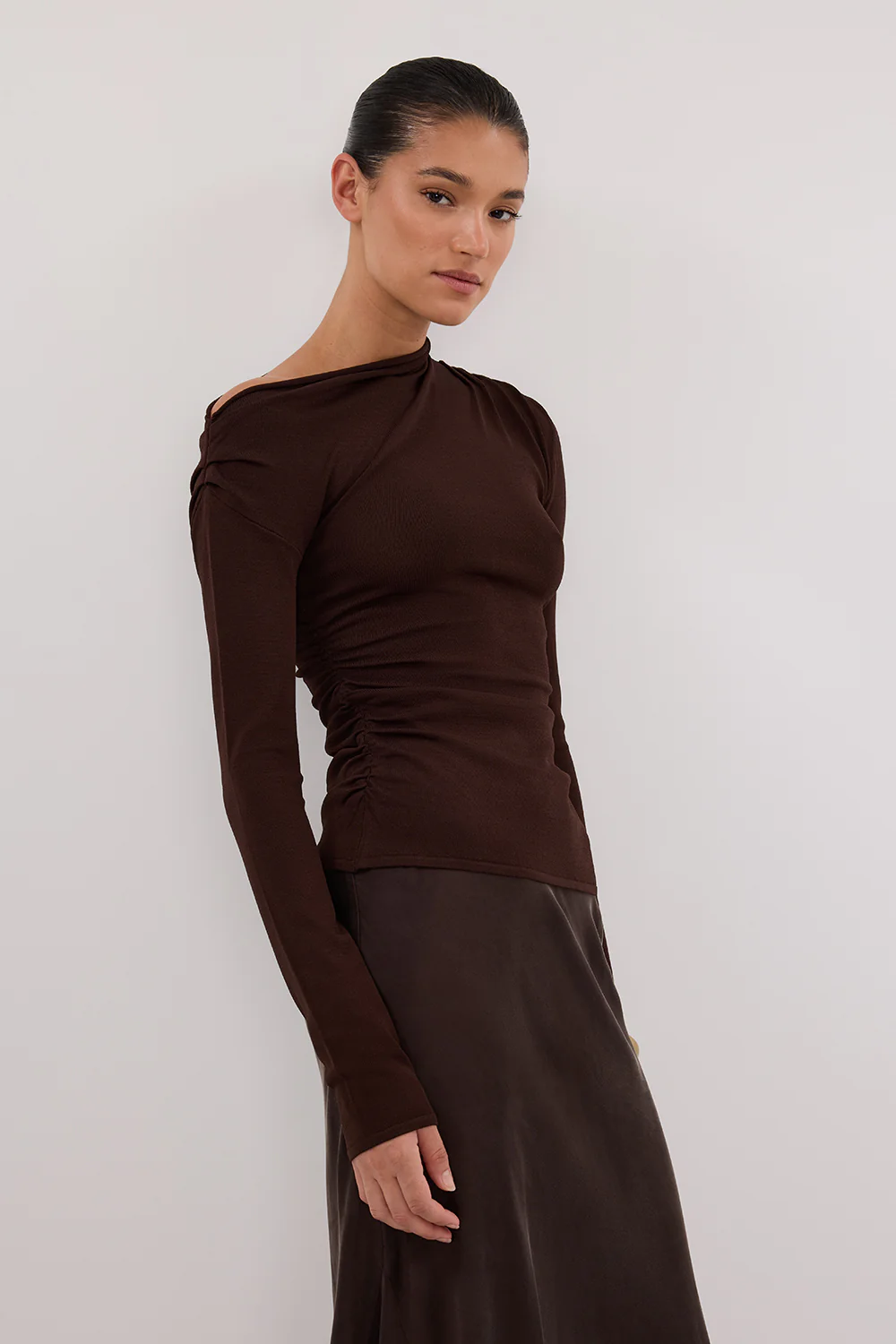 ARIEL CHOC LONG SLEEVE KNIT TOP - Gamepaces