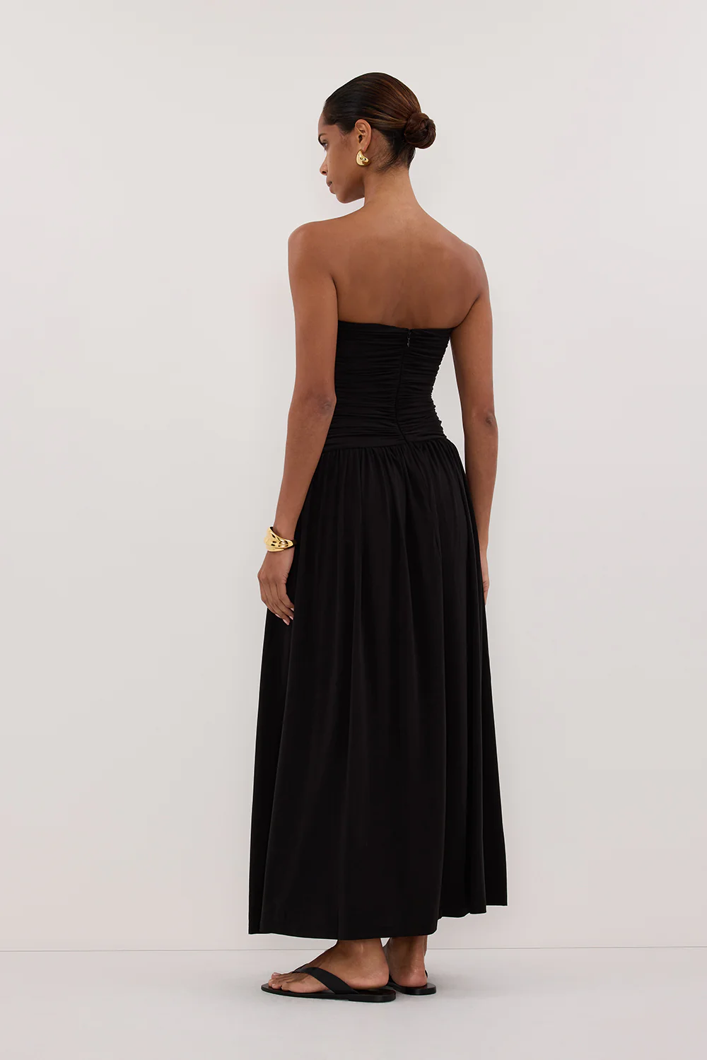 SHARI BLACK STRAPLESS BANDEAU MIDI DRESS - Gamepaces