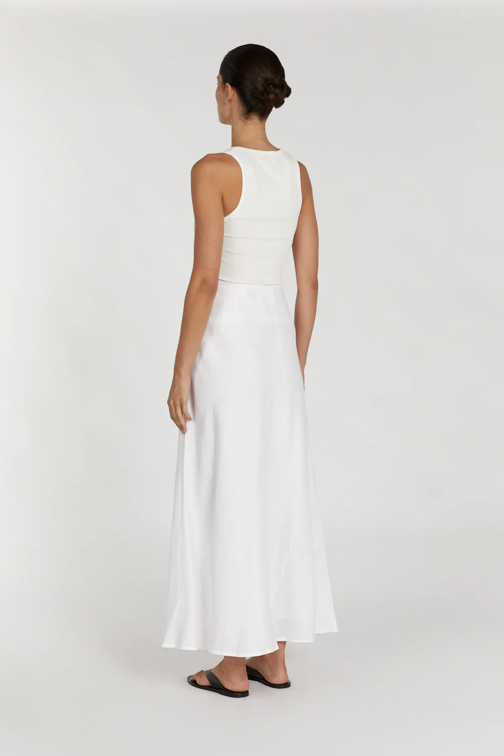 SYRAH WHITE LINEN MIDI SKIRT - Gamepaces