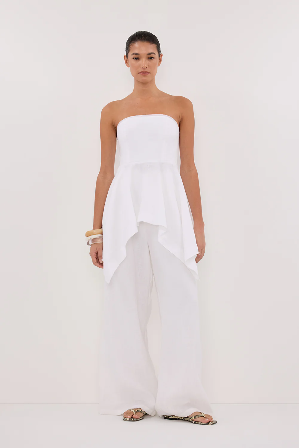 LUNA WHITE LINEN HANDKERCHIEF TOP - Gamepaces