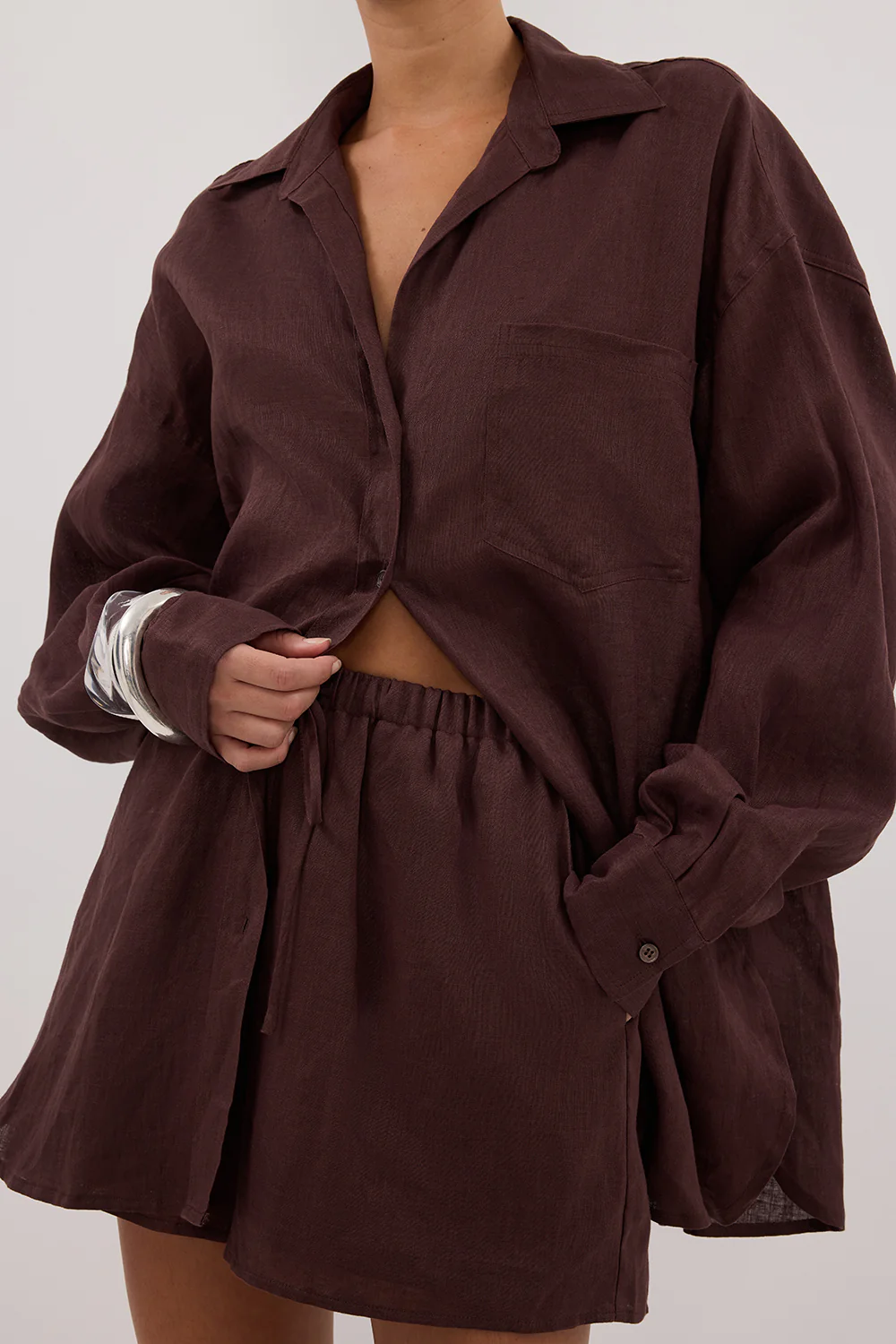 LUNE WALNUT LINEN SHORT - Gamepaces