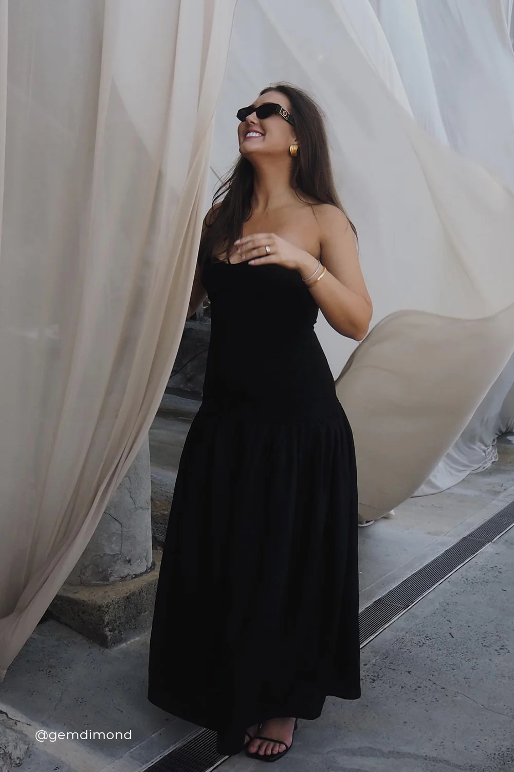 ELLISON BLACK STRAPLESS MIDI DRESS - Gamepaces