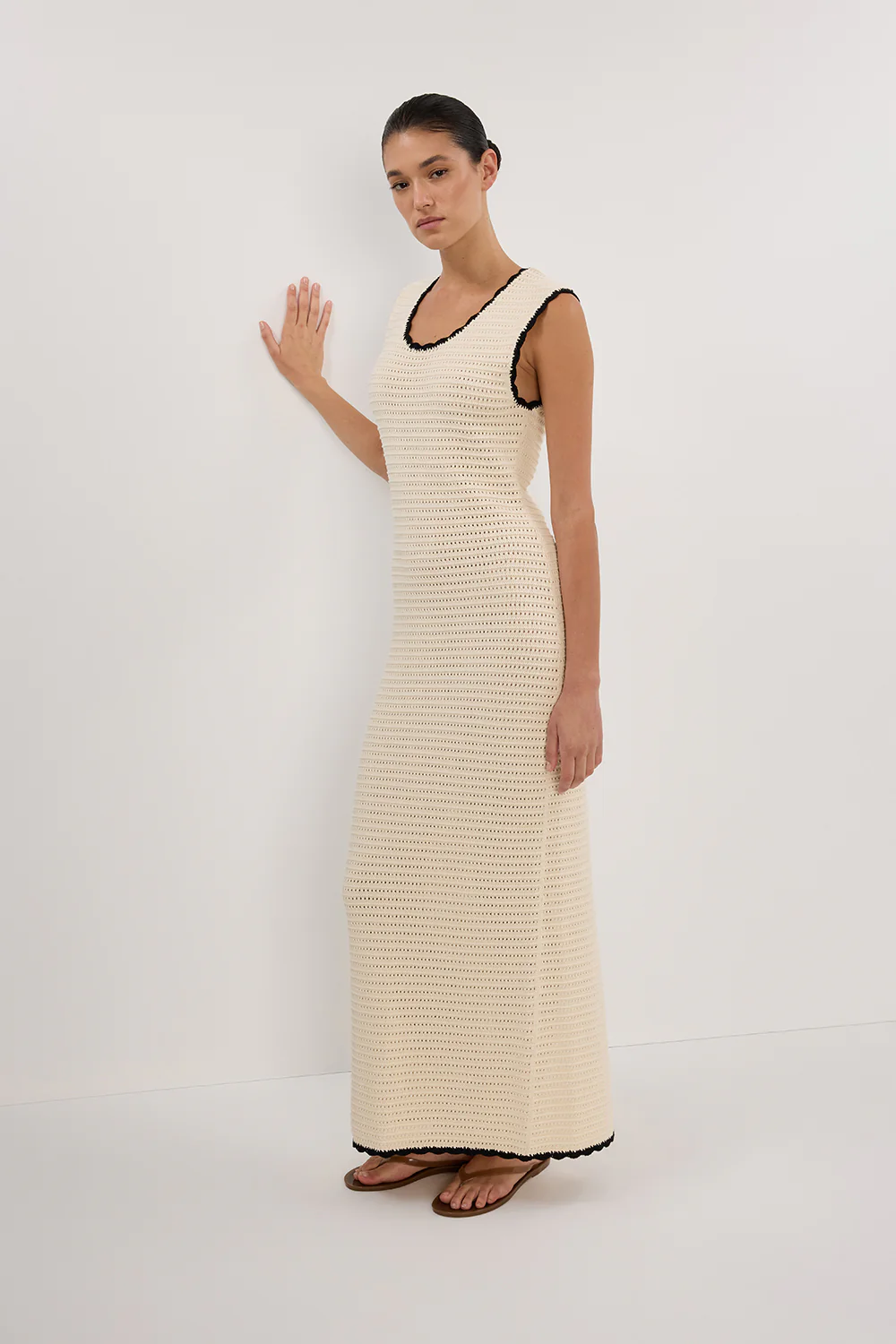 GINA CREAM SCOOP CROCHET DRESS - Gamepaces