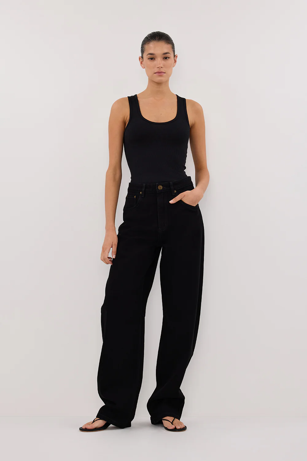 LIV BLACK DENIM BARREL LEG JEAN - Gamepaces