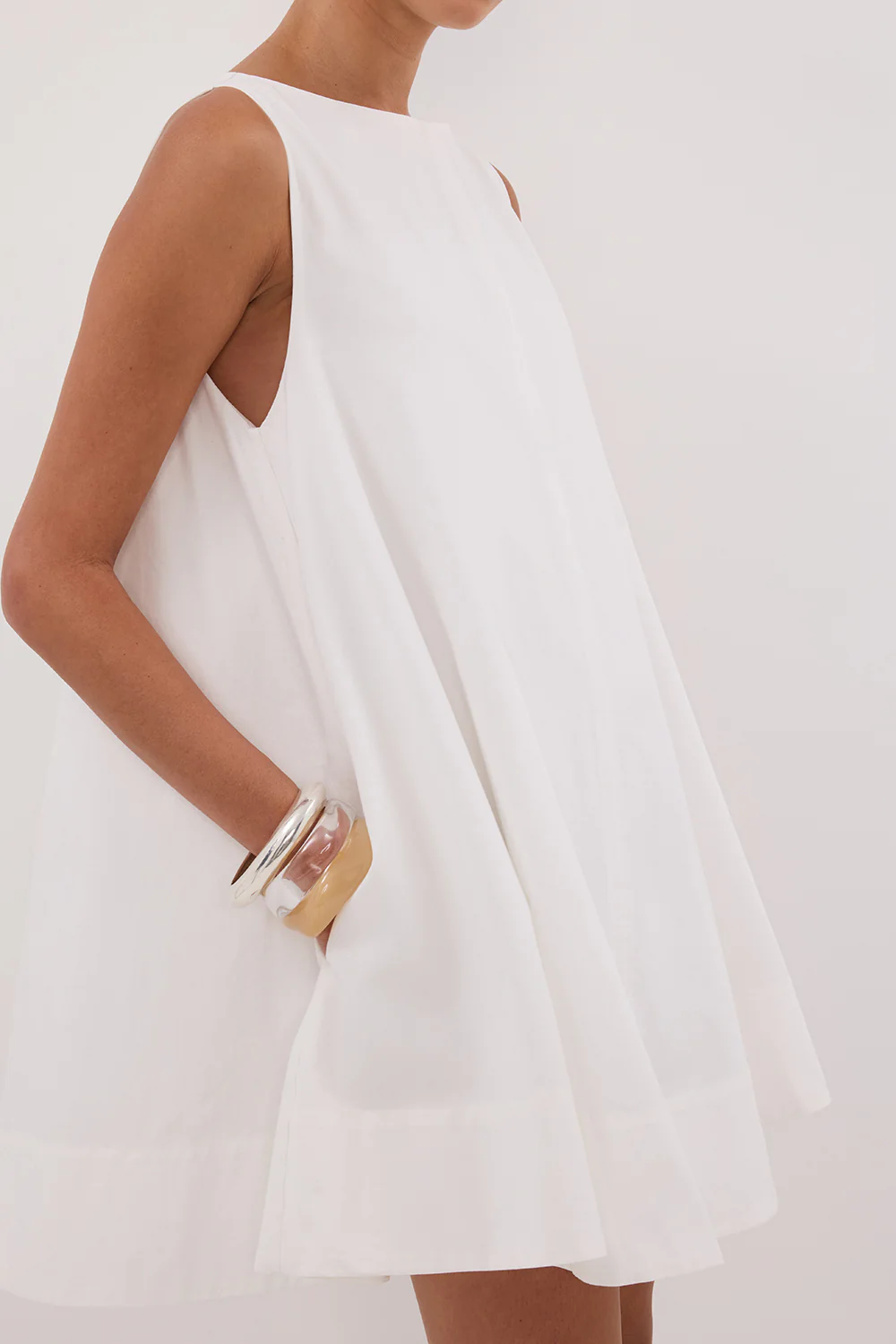 MAISIE WHITE POPLIN MINI DRESS - Gamepaces