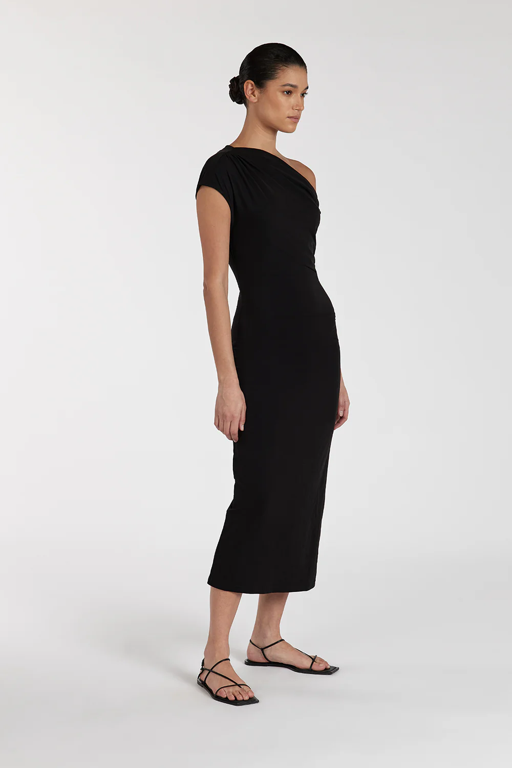 RIO WASHED BLACK DRAPED MAXI DRESS - Gamepaces